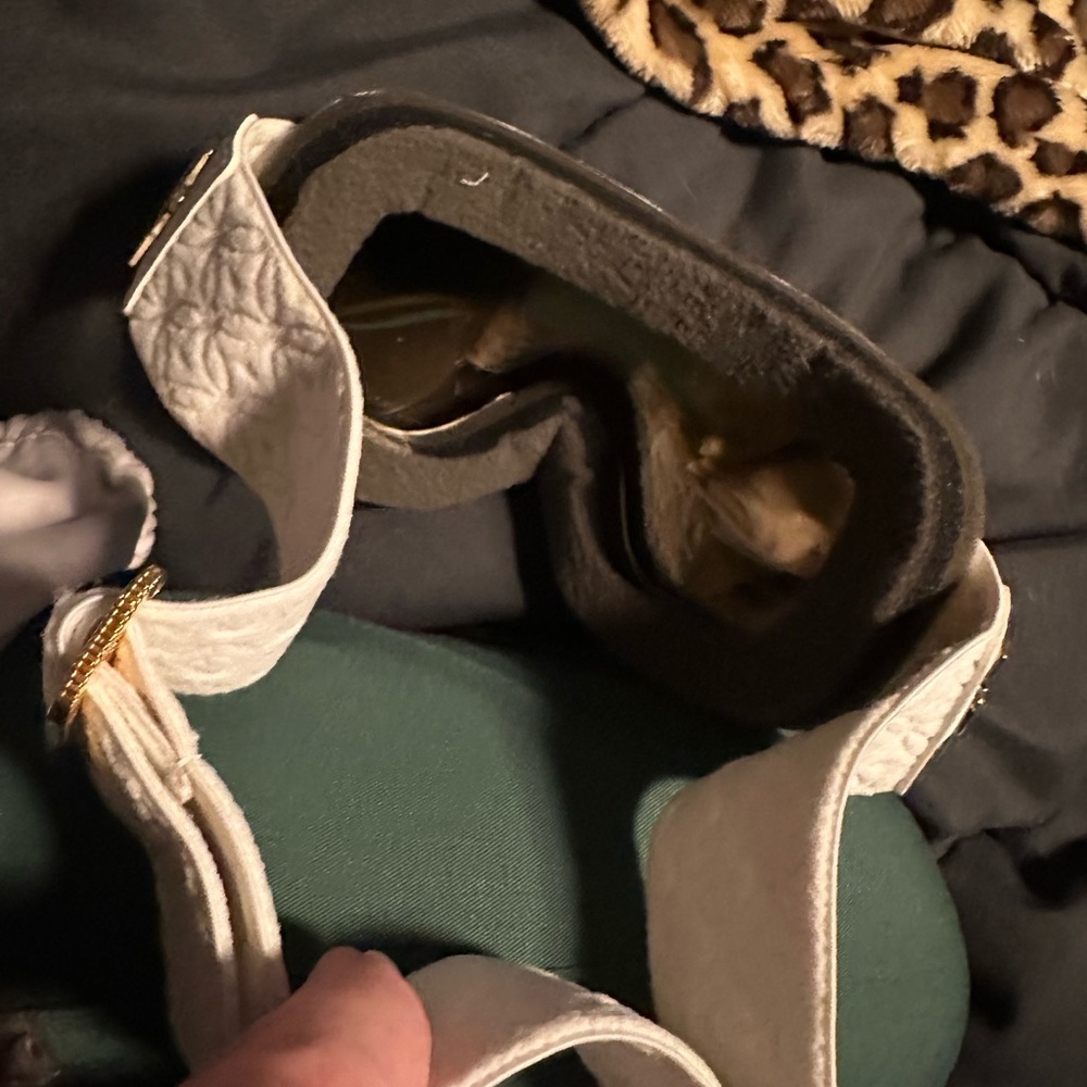 White Ski Goggles with Gold Accents